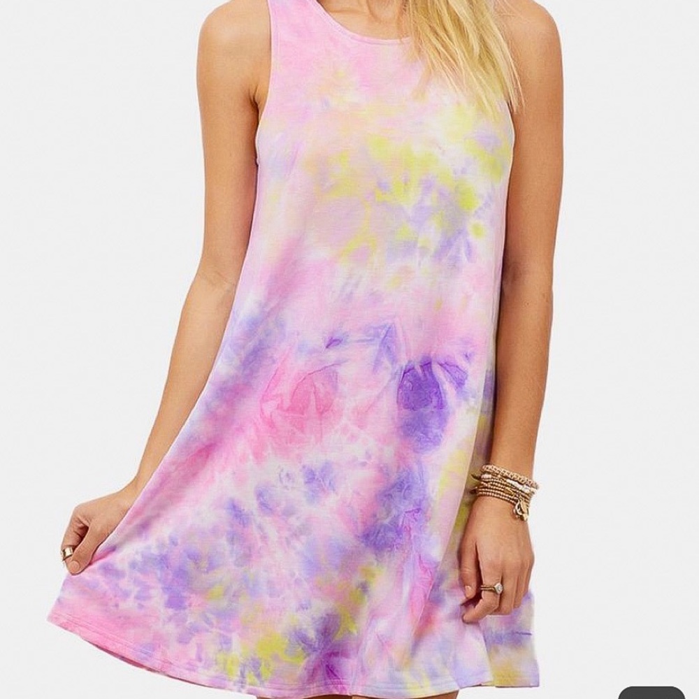 TOBI MILANI PINK TIE DYE SHIFT DRESS
